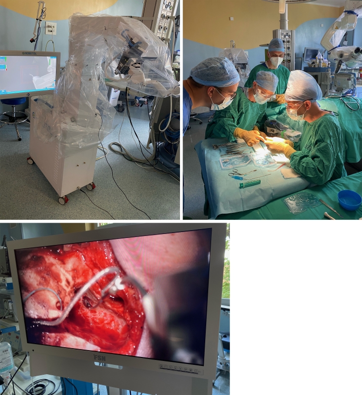 A collection of photos in which the surgeon performs the operation, showing key moments and techniques during the procedure.
